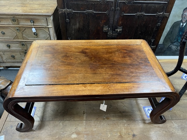 A 19th century Chinese hongmu kang table, width 92cm, depth 50cm, height 37cm